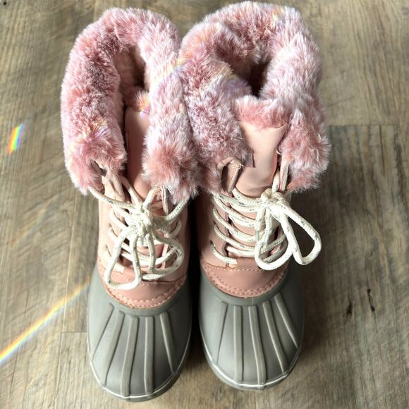Girl's Sz. 3 London Fog Collection Faux Fur Sherpa Lined Non Slip Snow Boots - Picture 1 of 6